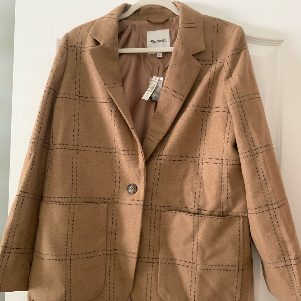 NWT- MADEWELL Tan Plaid Women's Blazer